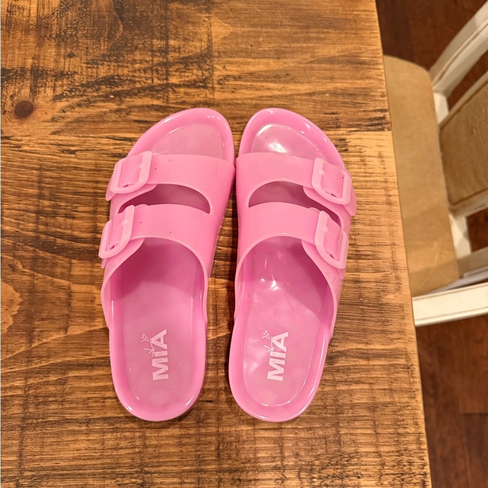 MIA Vibrant Pink Double Buckle Slides